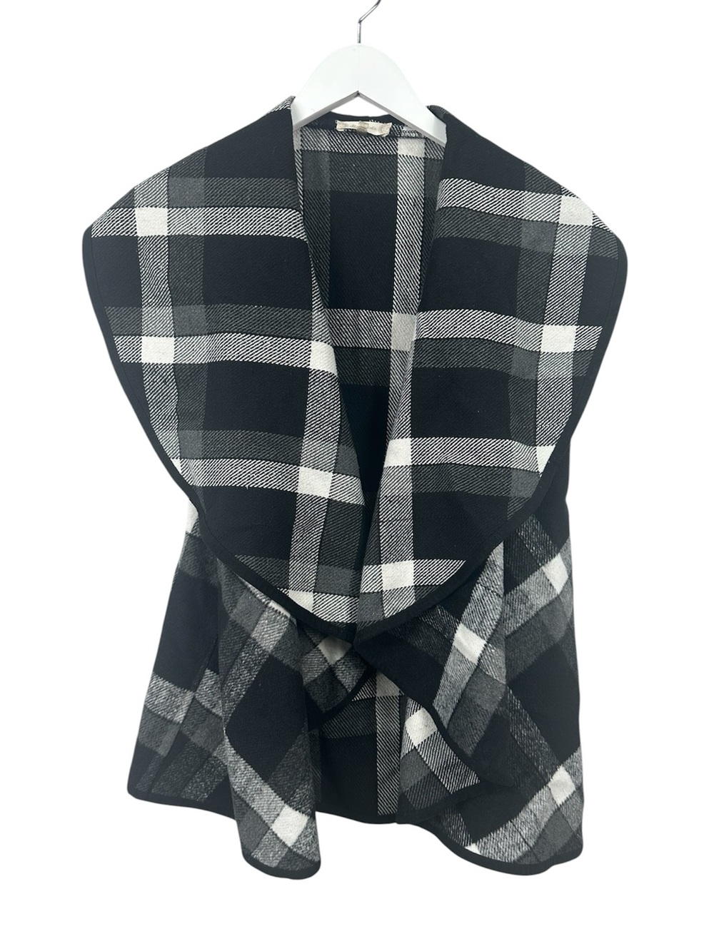 Altar’d State Plaid Open Front Waterfall Vest Small